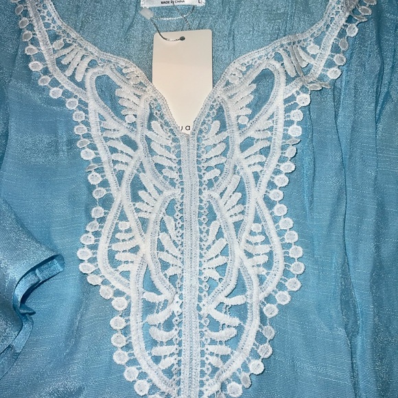 Light Blue Light Weight Gauzy Bathing Suit Cover Up,  Lg NWT - Picture 1 of 8
